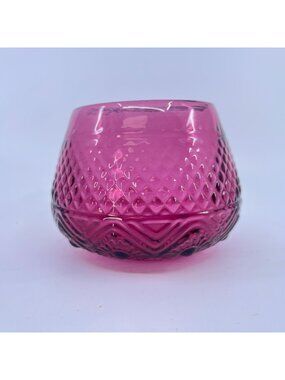 pilgrim cranberry glass open sugar bowl features bennington pattern